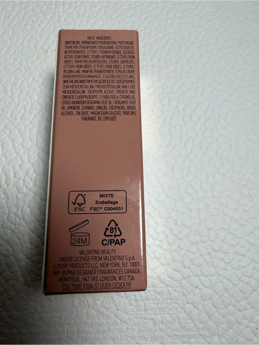 Valentino Satin Lipstick — Nude Caress (peachy nude)